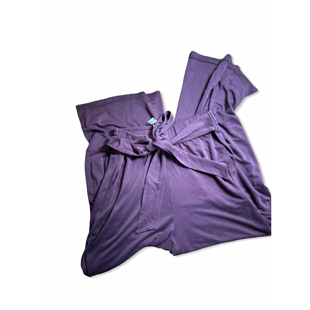 Fabletics Plum Wide Leg Tie Waist Pants | Size XL | Modal Lounge Smocked Waist